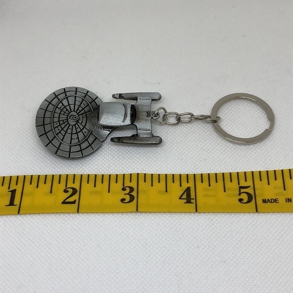 Space Ship Key Chain Silver Tone - Picture 4 of 7